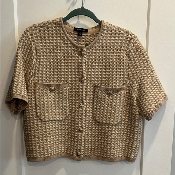 Ann Taylor Tan and Cream Cardigan Sweater - Picture 1 of 2